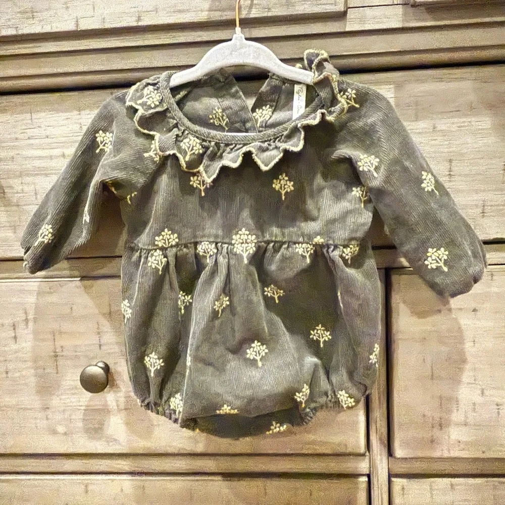 Rylee + Cru Olive Floral Onsie